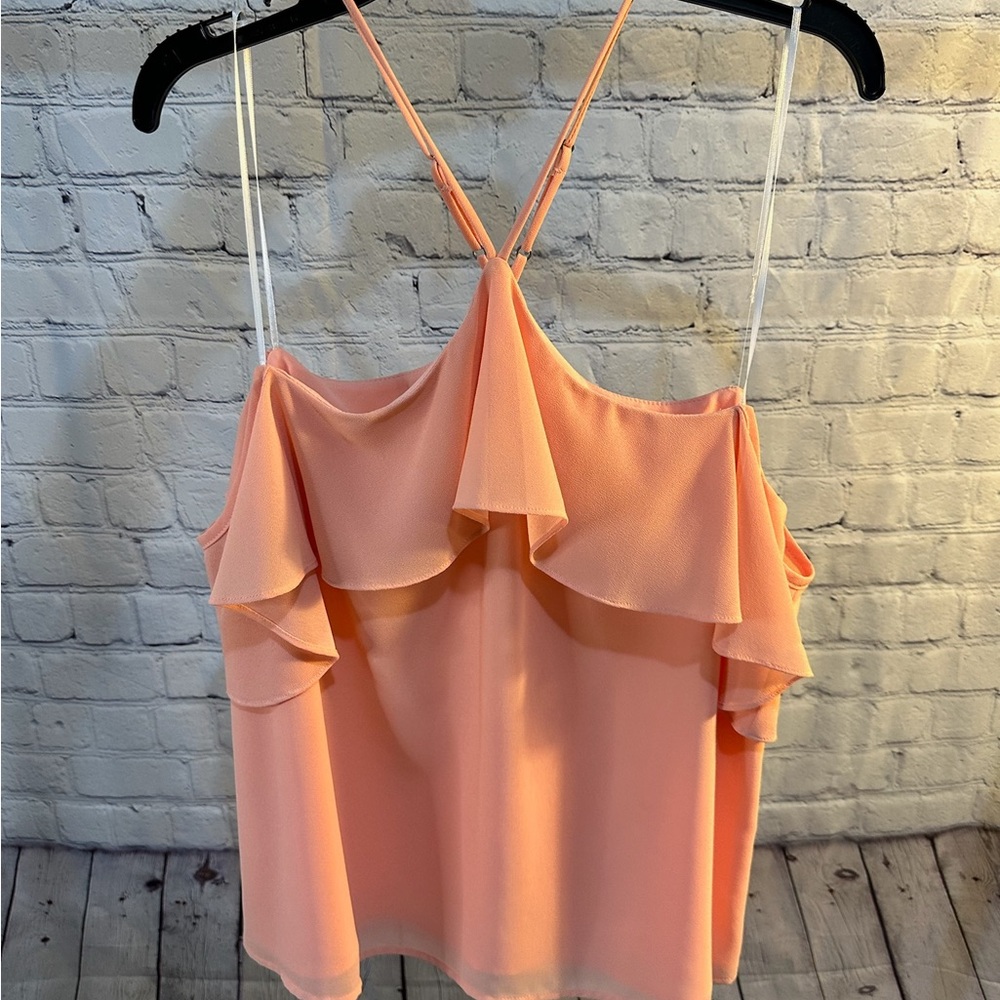 Wayf Orange Ruffled Backless Camisole